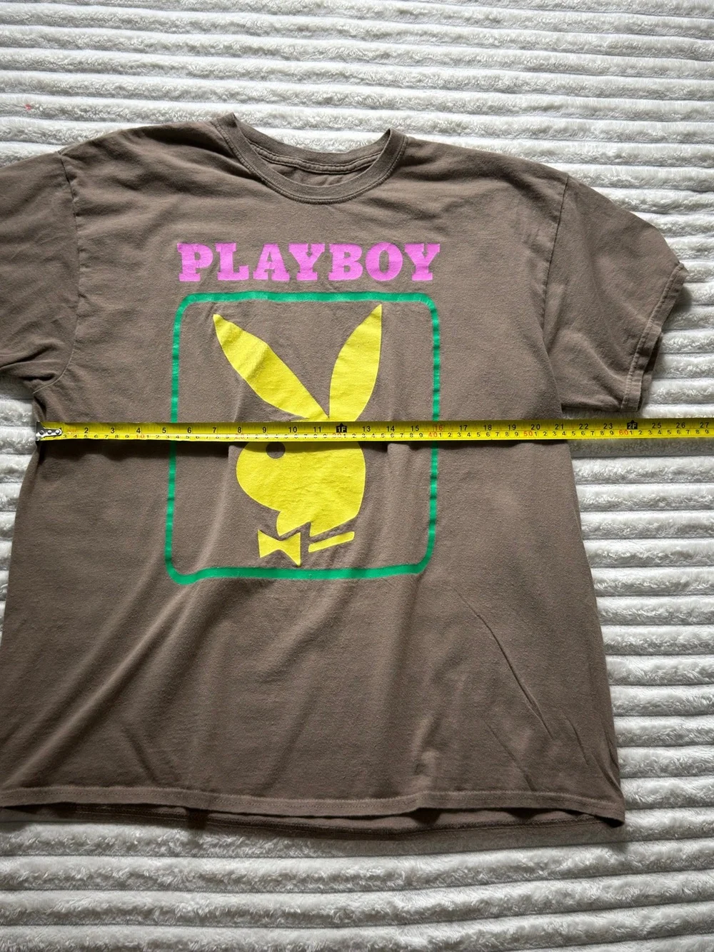 Playboy women’s Brown Bunny Logo Graphic Print Crew Neck T-Shirt Sz XL